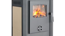 Soba pe lemne Fornello Ambasador LM N 9-11 kW, 490x460x1040 mm, cu gratar din fonta si usa din sticla termorezistenta