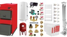 Sunsystem Burnit NWB 45 kW: Pachet Complect cu Centrala pe Combustibil Solid, Boiler, Calorifere si Accesorii
