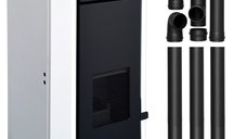 Termosemineu pe peleti Fornello EVA 25 KW cu WiFi, buncar si kit evacuare pentru 160 mp, Alb