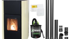 Termosemineu pe peleti Fornello Fiama Confort 30 kW - Pachet complet pentru incalzire