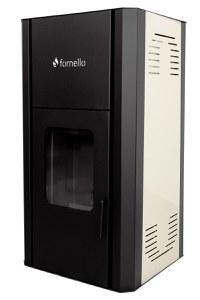 Termosemineu pe peleti Fornello Primo Pellet 25 KW, aprindere automata, telecomanda, buncar, tiraj fortat, pompa circulatie, vas expansiune, touch screen, Ivory, A+ - 1