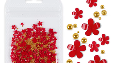 Decoratiune Unghii Floricele Rosii Plus Caviar