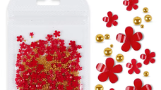 Decoratiune Unghii Floricele Rosii Plus Caviar