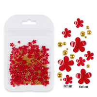 Decoratiune Unghii Floricele Rosii Plus Caviar - 1