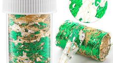 Foita decor unghii 4x50cm. Q006 Green+Gold