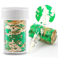 Foita decor unghii 4x50cm. Q006 Green+Gold - 1