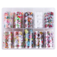 Set 10 folii de transfer 4X20cm. modele de Craciun/Iarna FT12-01 - 2