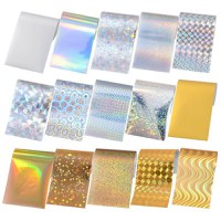 Set 15 folii transger holographic silver/gold 4 x 10cm. - 1