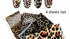 Set 4 folii de transfer 4x20cm leopard