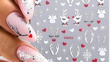 Sticker decor unghii model iarna/Craciun SWA51 Argintiu