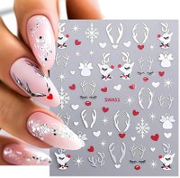 Sticker decor unghii model iarna/Craciun SWA51 Argintiu - 1