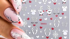 Sticker decor unghii model iarna/Craciun SWA51 Argintiu