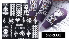 Sticker decor unghii model iarna Fulgi 5D STZ-5D02