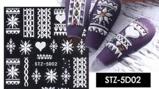 Sticker decor unghii model iarna Fulgi 5D STZ-5D02