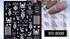 Sticker decor unghii model iarna Fulgi 5D STZ-5D05