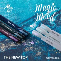 Top Coat cu sclipici Molly Lac Magic Mood Silver Blue 10ml - MM-SB - 2