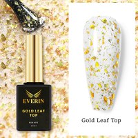 Top Coat- Gold Leaf Everin 15ml (cu paiete aurii) - TC-GL - 1