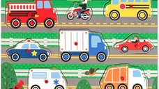 Puzzle Educativ din Lemn cu Maner - Vehicule pentru Copii