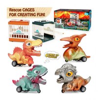 Set 4 masini - Dinozauri captivi in custi interactive - 1