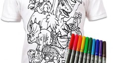 Tricou de colorat cu markere lavabile - Dinozauri