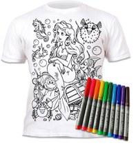 Tricou de colorat cu markere lavabile - Sirena - 1