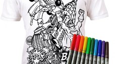 Tricou de colorat cu markere lavabile - Super Eroi