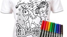 Tricou de colorat cu markere lavabile - Unicorni