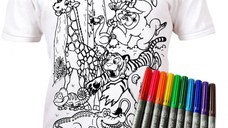 Tricou de colorat cu markere lavabile - Zoo