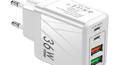 Adaptor Alimentare ALB 36W cu 2 USB si 2 USB C - Incarcator Rapid pentru Iphone