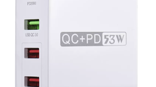 Adaptor priza WLX A6 cu 4 porturi USB Qualcomm 3.0 53W