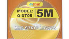Banda Led neon flexibila 12V lumina ALB CALD 5 metri Q DT05