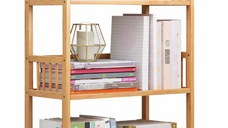 Biblioteca sufragerie raft carti din lemn de bambus 3 Rafturi 60 x 25 x 78cm