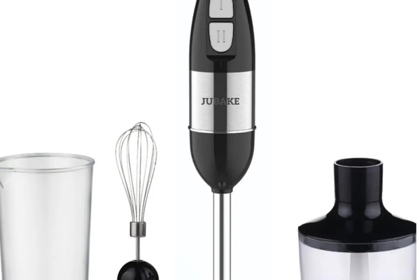 Blender de mana multifunctional cu doua trepte de viteza si doua lame din otel inoxidabil functie de mixare tocator 500W