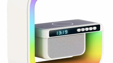 Boxa bluetooth LED cu incarcator wireless si ceas HM G3