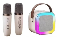 Boxa Karaoke Portabilă K12 cu 2 Microfoane Wireless LED RGB Radio FM - 1
