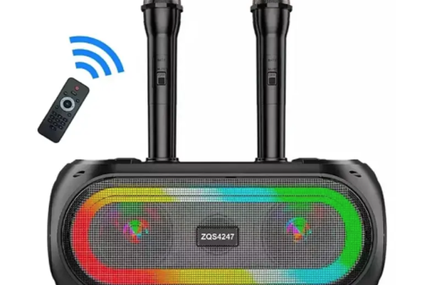 Boxa portabila bluetooth ZQS 4247 karaoke cu 2 microfoane