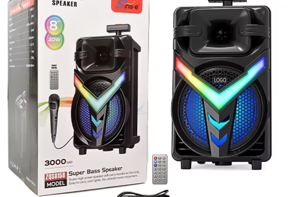 Boxa portabila tip troller ZQS 8158 Bluetooth Difuzor 8Inch 3000 mAh 20W Subwoofer Super Bass