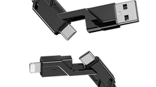 Cablu de Date USB C la C 4 in 1 cu Cablu Nailon Impletit Plan