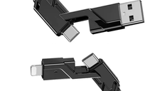 Cablu de Date USB C la C 4 in 1 cu Cablu Nailon Impletit Plan