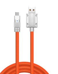 Cablu de date USB cu USB C 120W 6A 1m Portocaliu capete Metalice TYPE C - 1