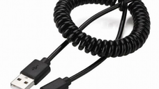 Cablu de date USB la USB type C spiralat negru