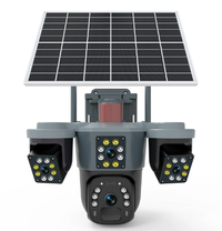 Camera de supraveghere cu panou solar si 4 lentile 4G cu senzor miscare si alarma GRI leduri multiple - 1
