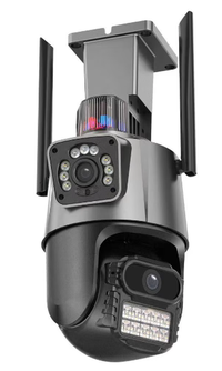 Camera de supraveghere dubla WIFI 8MP exterior/interior Ultra HD 5X zoom comunicare bidirectionala GRI - 1