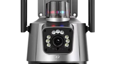 Camera de supraveghere dubla WIFI 8MP exterior/interior Ultra HD 5X zoom rotire alarma senzor miscare AX