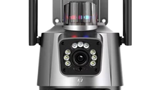 Camera de supraveghere dubla WIFI 8MP exterior/interior Ultra HD 5X zoom rotire alarma senzor miscare AX