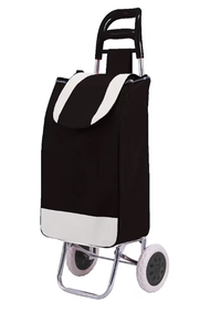 Carucior de piata pliabil cadru din aluminiu 2 roti NEGRU - 1