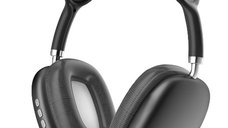 Casti audio P9 Pro Max compatibile cu IOS/Android Wireless sunet 3D difuzor HiFi NEGRU