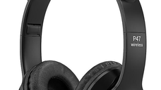 Casti Wireless copii urechi pisica P47M bluetooth handsFree hifi bass stereo LED