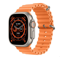 Ceas inteligent SmartWatch 8 Ultra Plus cu incarcare wireless curea portocalie - 1