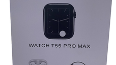 Ceas Inteligent T55 Pro Max cu 2 curele Albe si Casti Wireless